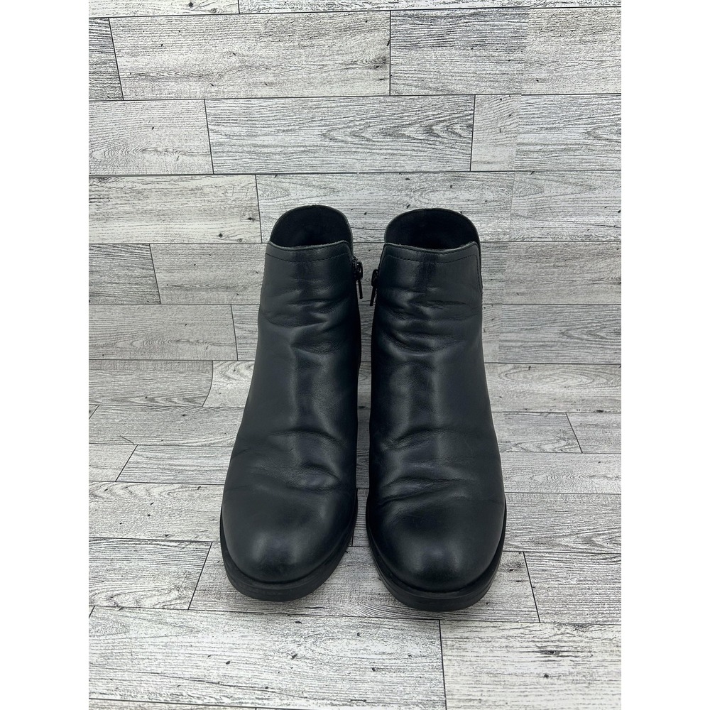Born Booties Shoes Womens Size 8M Black Leather Block Heel‎ Side Zip Ankle Boots